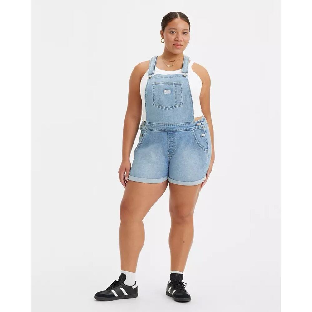 Levi’s Women’s Vintage Shortall Light Wash Cuffed Denim Overalls Size 20W NWT